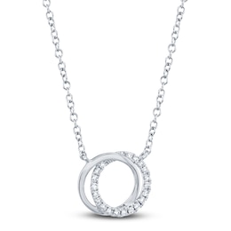 Shy Creation Diamond Circle Necklace 1/20 ct tw Round 14K White Gold 18" SC55009637