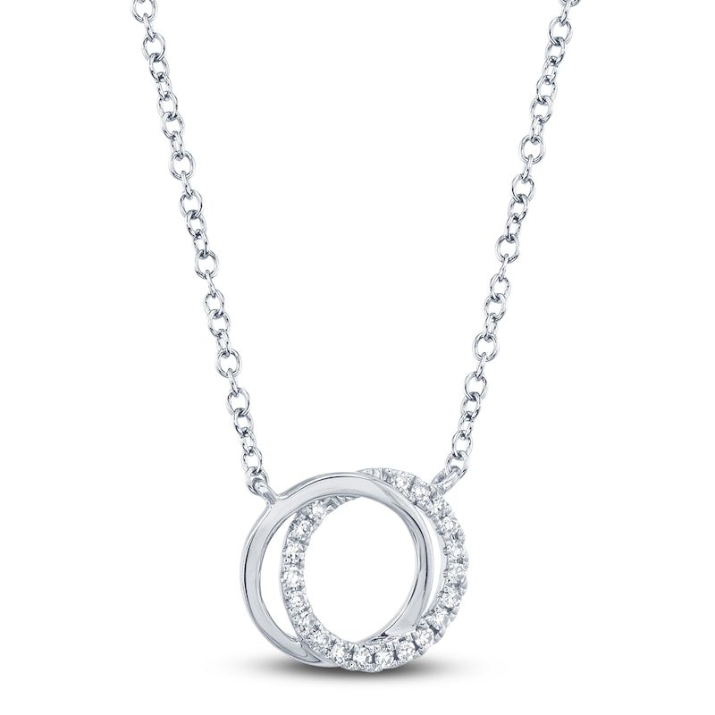 Shy Creation Diamond Circle Necklace 1/20 ct tw Round 14K White Gold 18 ...