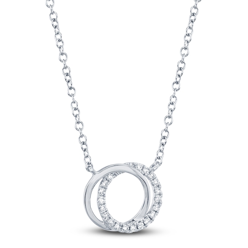 Main Image 1 of Shy Creation Diamond Circle Necklace 1/20 ct tw Round 14K White Gold 18" SC55009637