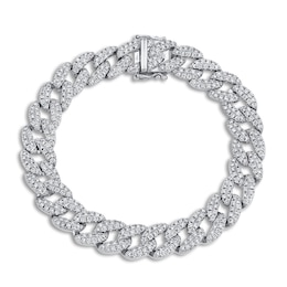 Shy Creation Diamond Pave Curb Bracelet 4 ct tw Round 14K White Gold 7" SC55010094