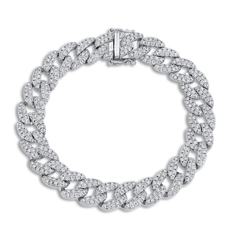 Main Image 1 of Shy Creation Diamond Pave Curb Bracelet 4 ct tw Round 14K White Gold 7" SC55010094