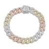 Thumbnail Image 1 of Shy Creation Diamond Pave Curb Bracelet 4 ct tw Round 14K Tri-Tone Gold 7&quot; SC55010320