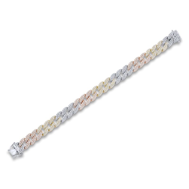 Main Image 2 of Shy Creation Diamond Pave Curb Bracelet 4 ct tw Round 14K Tri-Tone Gold 7&quot; SC55010320