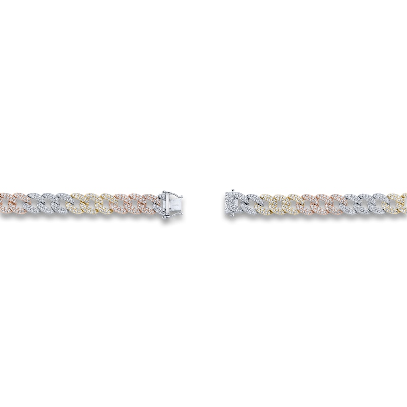 Main Image 3 of Shy Creation Diamond Pave Curb Bracelet 4 ct tw Round 14K Tri-Tone Gold 7&quot; SC55010320