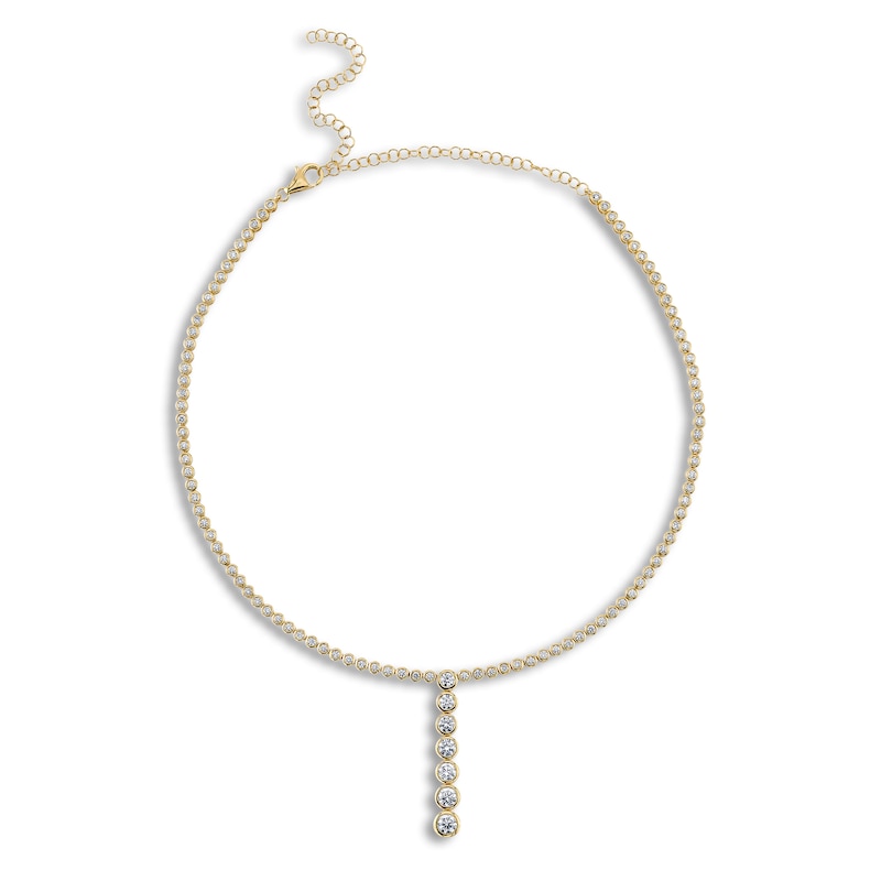 Main Image 1 of Shy Creation Diamond Lariat Necklace 4-1/6 ct tw Round 14K Yellow Gold 18" SC55024077