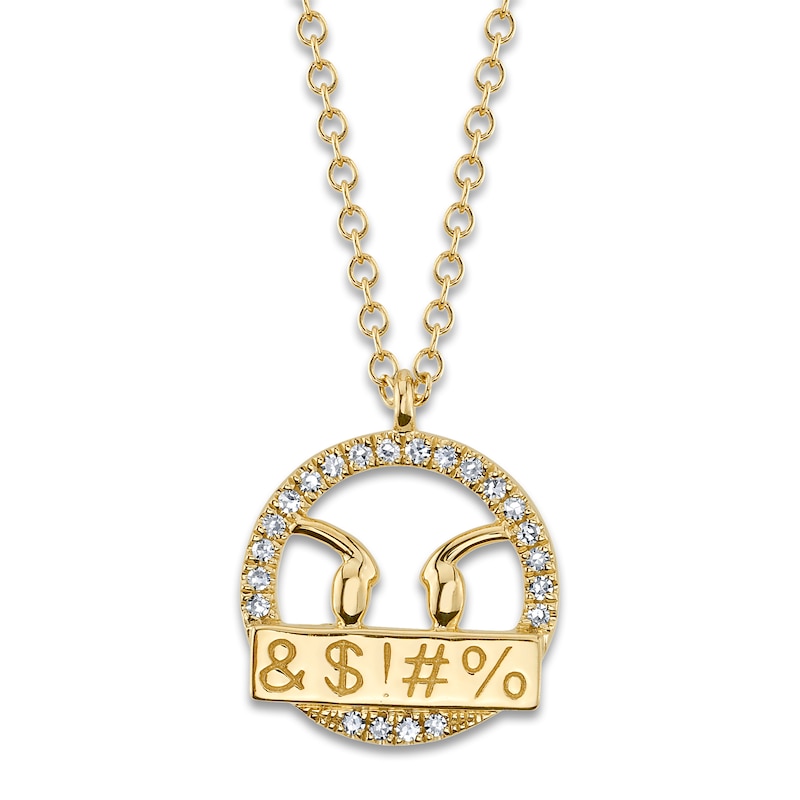 Main Image 1 of Shy Creation Diamond Emoji Necklace 1/20 ct tw Round 14K Yellow Gold 18" SC55024101