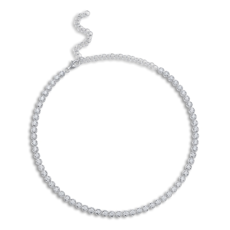 Main Image 1 of Shy Creation Diamond Tennis Necklace 4-3/4 ct tw Round 14K White Gold 18" SC55024326