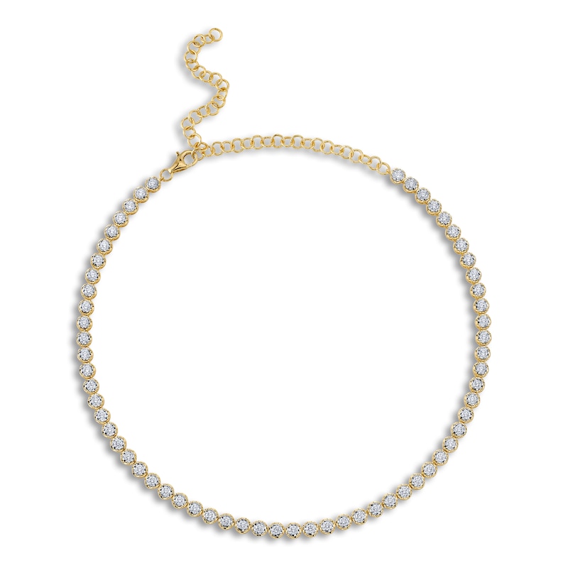 Main Image 1 of Shy Creation Diamond Tennis Necklace 4-3/4 ct tw Round 14K Yellow Gold 18" SC55024327