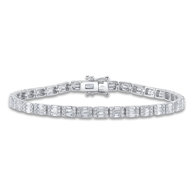 Lab-Created Diamond Bracelet 3 ct tw Round 14K White Gold