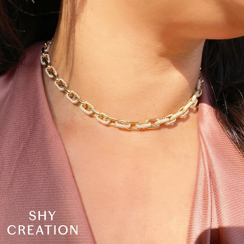Main Image 2 of Shy Creation Diamond Necklace 7-1/2 ct tw Round 14K Yellow Gold 15" SC55014094Z15