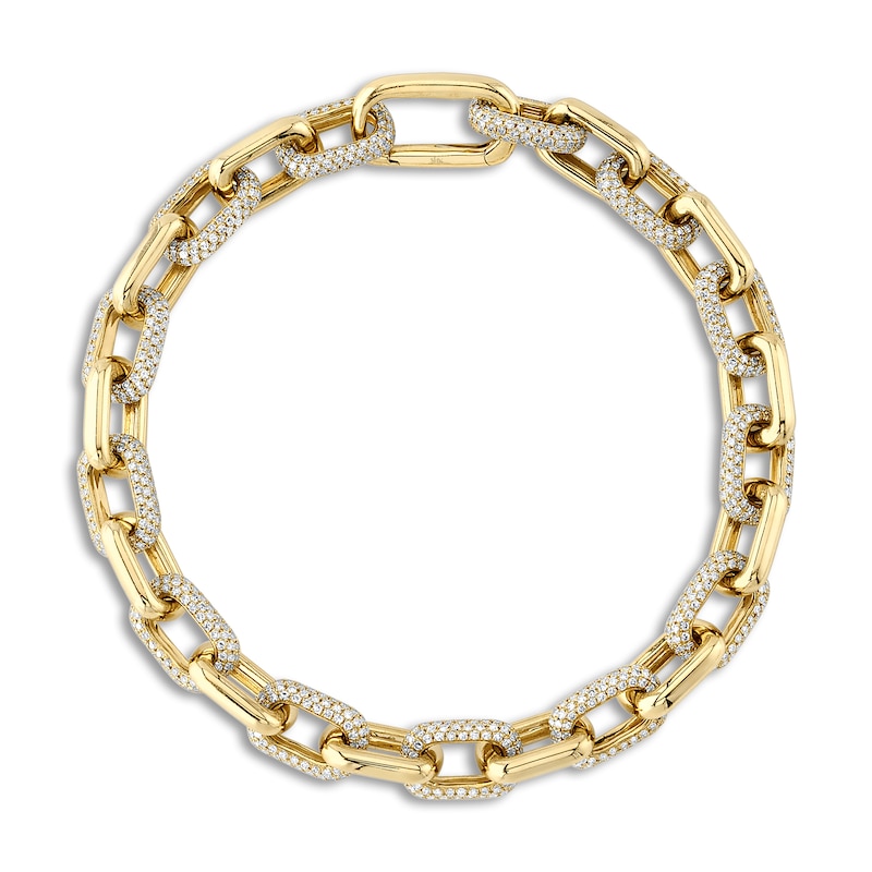 Main Image 1 of Shy Creation Diamond Paperclip Bracelet 3-1/2 ct tw Round 14K Yellow Gold 7" SC55022812V2