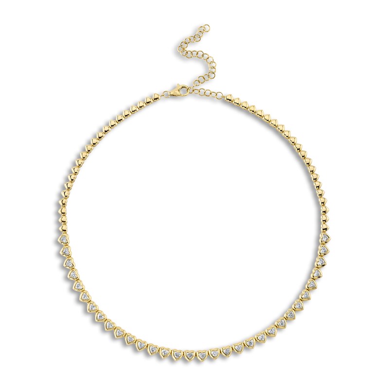 Main Image 1 of Shy Creation Diamond Heart Necklace 3-1/3 ct tw Round 14K Yellow Gold 18" SC55022987