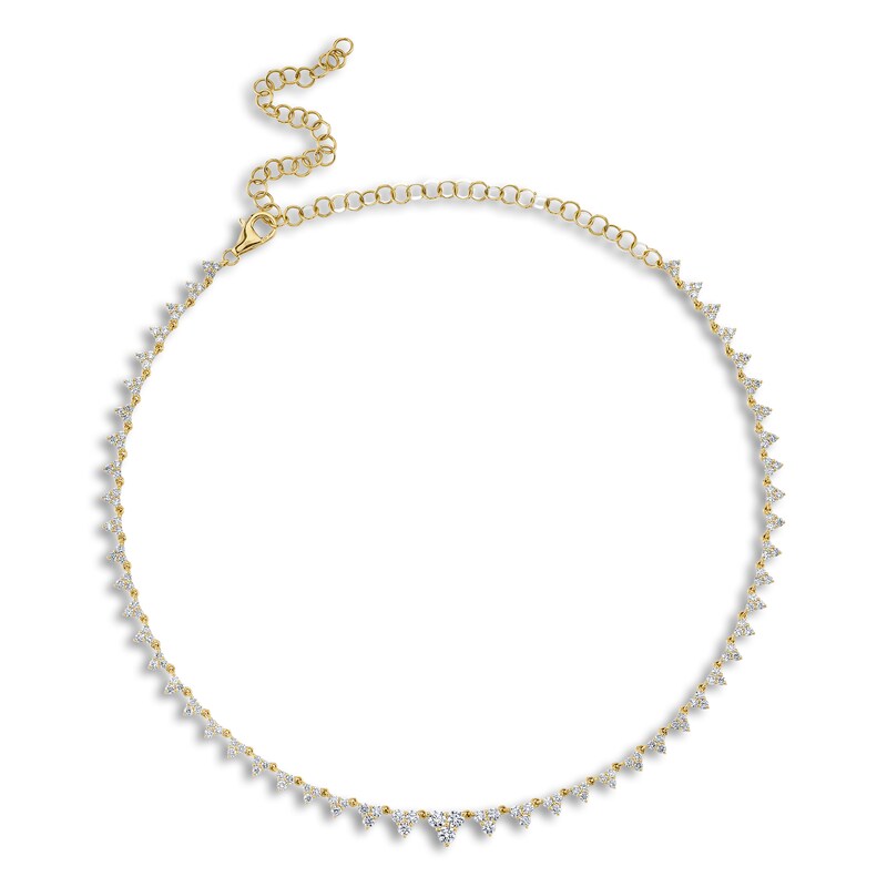 Main Image 1 of Shy Creation Diamond Tennis Necklace 3-7/8 ct tw Round 14K Yellow Gold 18" SC55023100