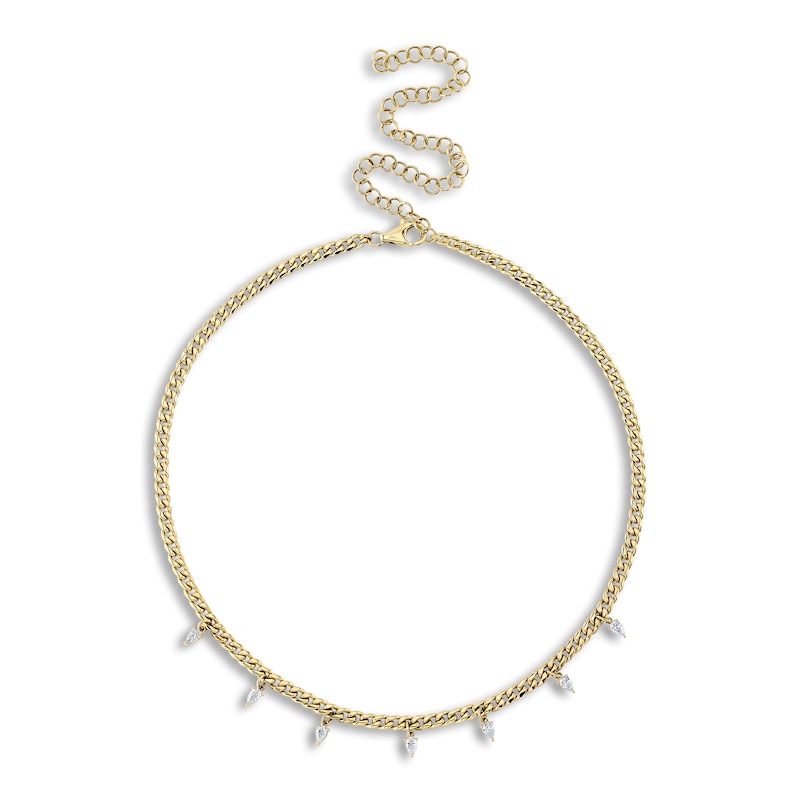 Main Image 1 of Shy Creation Diamond Necklace 1/2 ct tw Pear 14K Yellow Gold 18" SC55022776