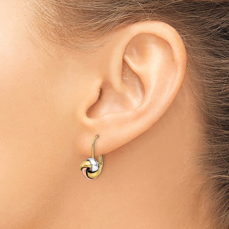 Main Image 3 of Love Knot Earrings 14K Tri-Tone Gold