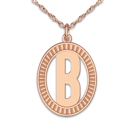 Initial Pendant Necklace Rose Gold-Plated Sterling Silver 18"