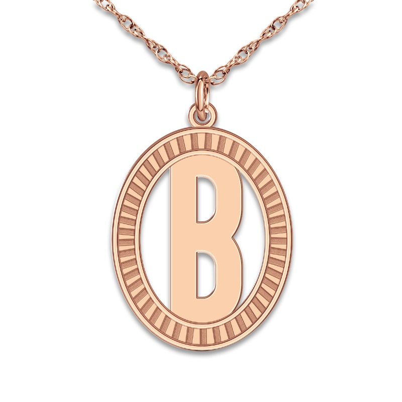 Main Image 1 of Initial Pendant Necklace Rose Gold-Plated Sterling Silver 18"