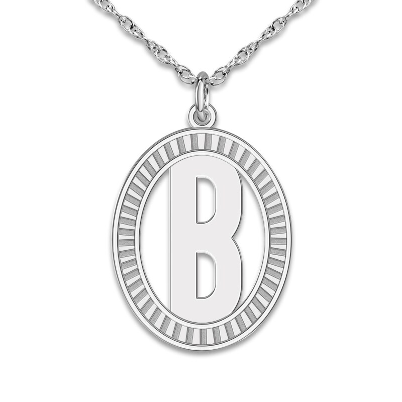 Main Image 1 of Initial Pendant Necklace Sterling Silver 18"