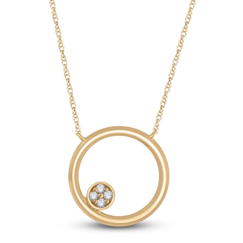 Main Image 1 of Circle Necklace Diamond Accents 10K Yellow Gold 18"