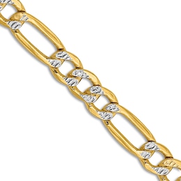Semi-Solid Figaro Chain Necklace 14K Yellow Gold 24" 4mm
