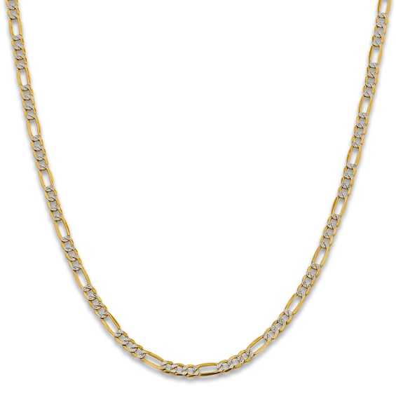 Semi-Solid Figaro Chain Necklace 14K Yellow Gold 24" 4mm