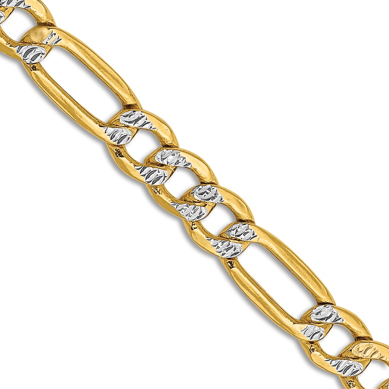 Semi-Solid Figaro Chain Necklace 14K Yellow Gold 24" 3.9mm