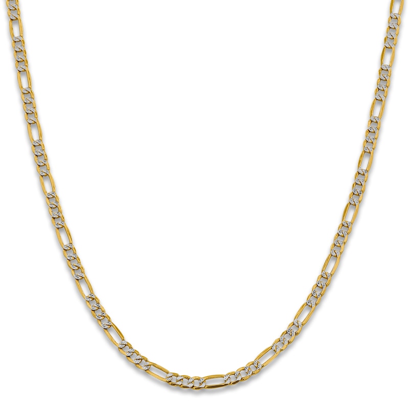 Semi-Solid Figaro Chain Necklace 14K Yellow Gold 24" 3.9mm