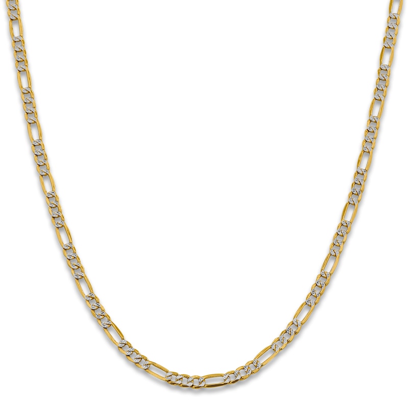 Main Image 2 of Semi-Solid Figaro Chain Necklace 14K Yellow Gold 24" 4mm