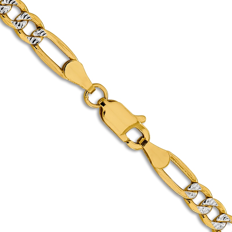 Semi-Solid Figaro Chain Necklace 14K Yellow Gold 24" 3.9mm