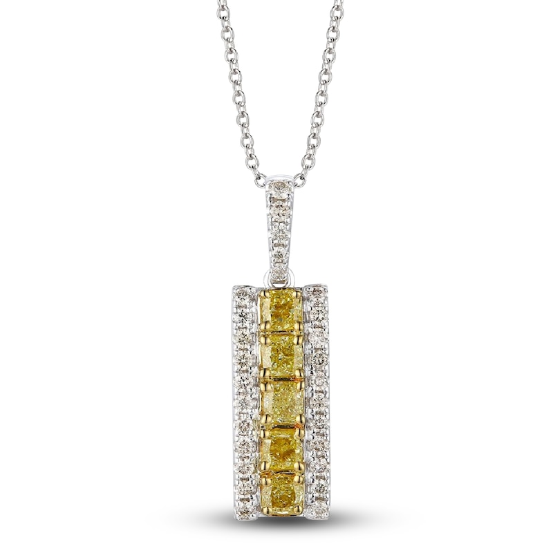 Le Vian Sunny Yellow Diamond Pendant Necklace 3/4 ct tw Round 14K White Gold 19"