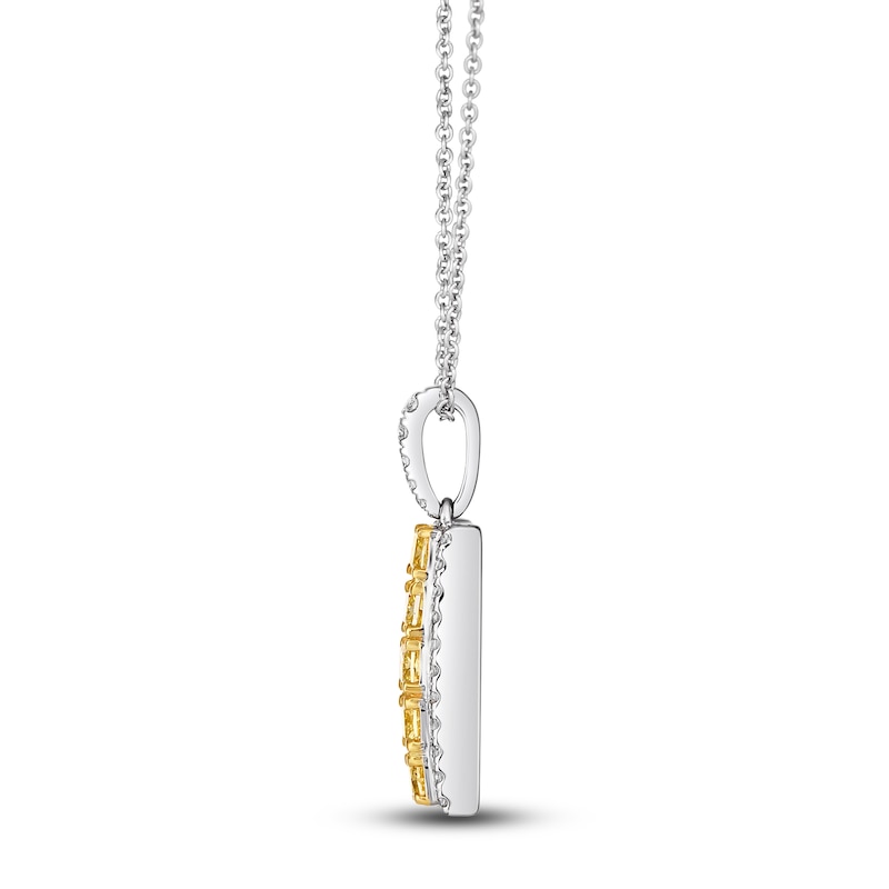 Le Vian Sunny Yellow Diamond Pendant Necklace 3/4 ct tw Round 14K White Gold 19"