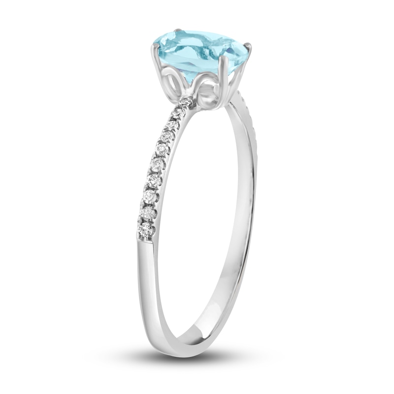 Main Image 2 of LALI Jewels Natural Aquamarine Engagement Ring 1/10 ct t Diamonds 14K White Gold