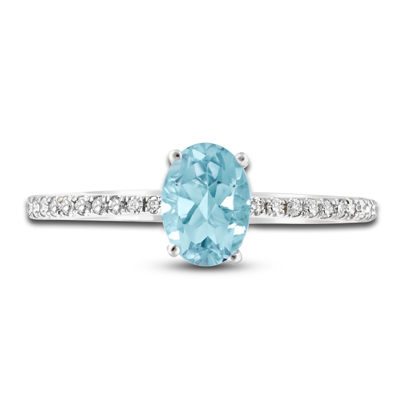Main Image 3 of LALI Jewels Natural Aquamarine Engagement Ring 1/10 ct t Diamonds 14K White Gold