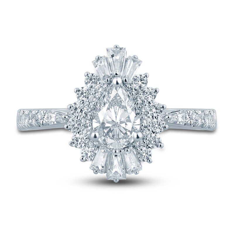 Pnina Tornai Diamond Engagement Ring 1-1/2 ct tw Pear/Round /Baguette 14K White Gold