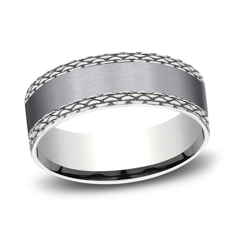 Link Wedding Band 14K White Gold/Tantalum 7.0mm