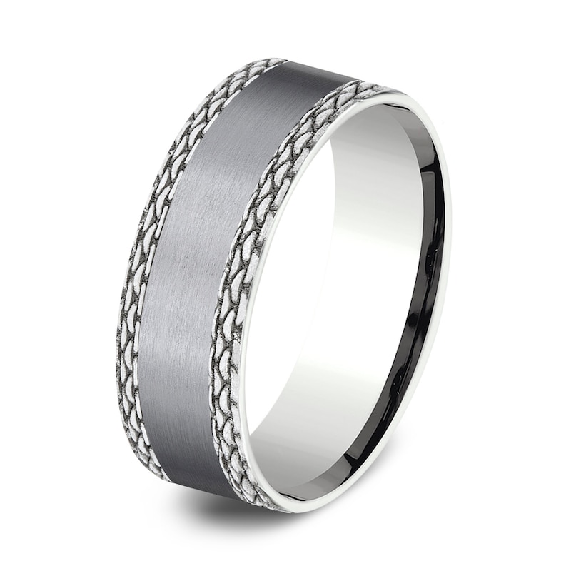 Main Image 2 of Link Wedding Band 14K White Gold/Tantalum 7.0mm