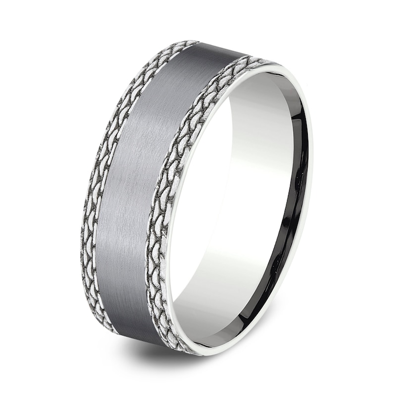 Link Wedding Band 14K White Gold/Tantalum 7.0mm