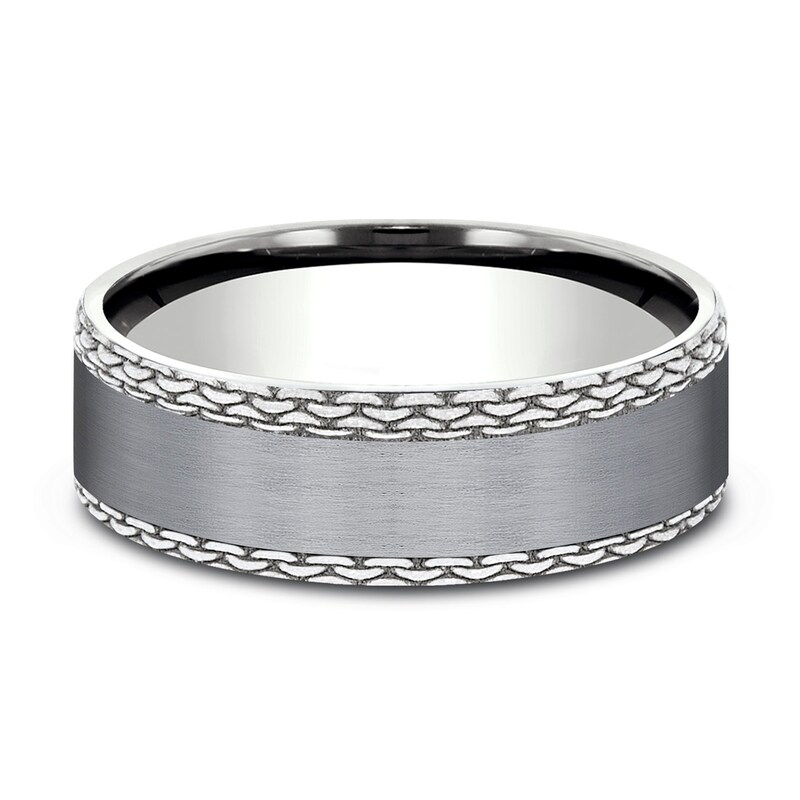 Main Image 3 of Link Wedding Band 14K White Gold/Tantalum 7.0mm