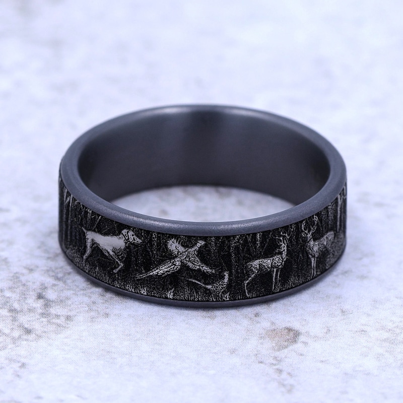Main Image 4 of Forest Wedding Band Tantalum/Titanium 7.5mm