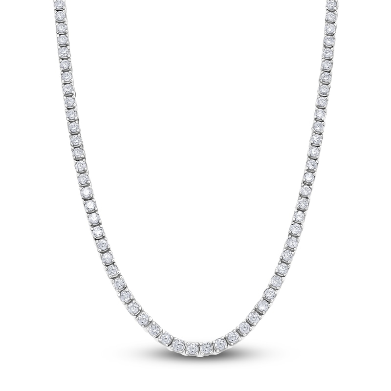 Diamond Tennis Necklace 5 ct tw Round 14K White Gold 16.5"