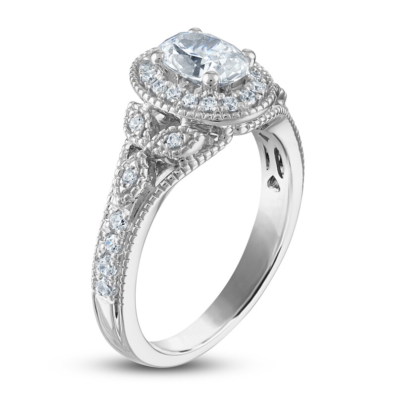 Main Image 2 of Diamond Engagement Ring 1 ct tw Oval/Round 14K White Gold