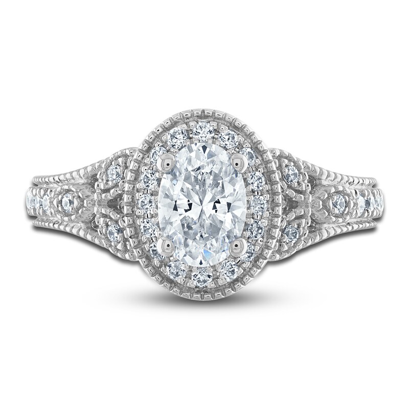 Main Image 3 of Diamond Engagement Ring 1 ct tw Oval/Round 14K White Gold