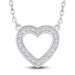 Reversible Black & White Diamond Heart Pendant Necklace 3/8 ct tw Round 14K White Gold