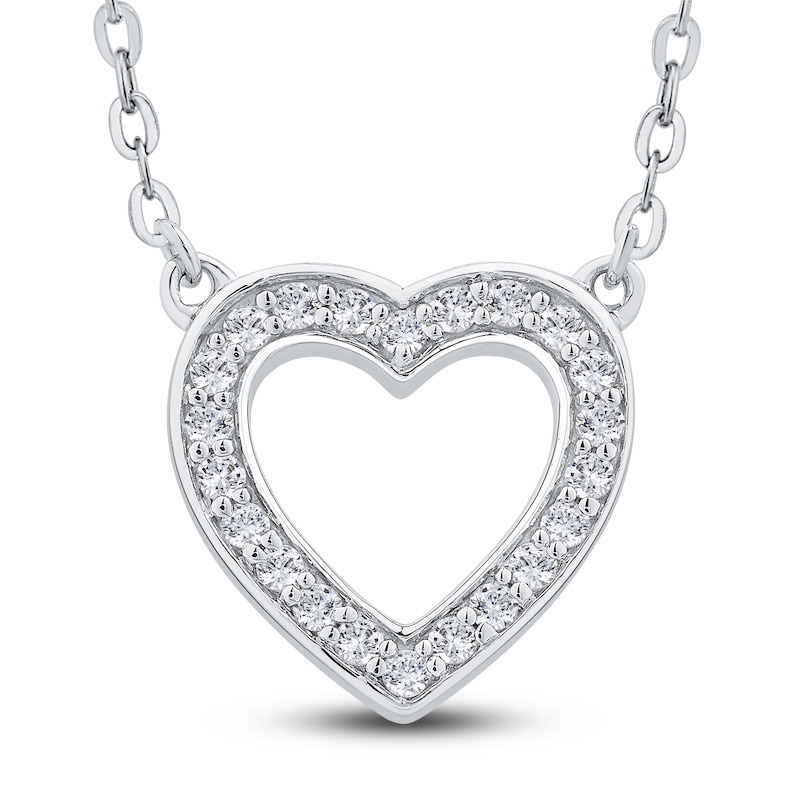 Reversible Black & White Diamond Heart Pendant Necklace 3/8 ct tw Round 14K White Gold