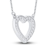 Thumbnail Image 1 of Reversible Black & White Diamond Heart Pendant Necklace 3/8 ct tw Round 14K White Gold