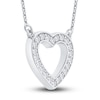 Thumbnail Image 2 of Reversible Black & White Diamond Heart Pendant Necklace 3/8 ct tw Round 14K White Gold