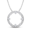 Thumbnail Image 1 of Diamond Circle Pendant Necklace 1/2 ct tw Princess/Round/ Baguette 14K White Gold 18"