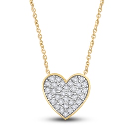Diamond Heart Pendant Necklace 1/4 ct tw Round 14K Yellow Gold 18"