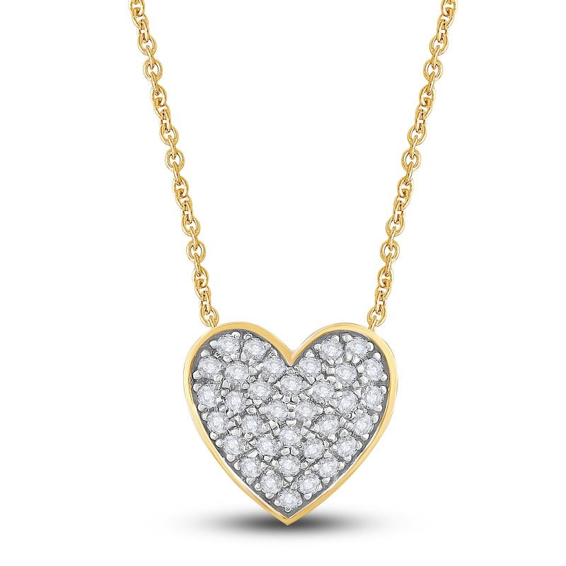 Main Image 1 of Diamond Heart Pendant Necklace 1/4 ct tw Round 14K Yellow Gold 18"