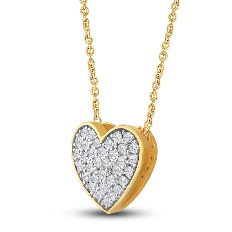Main Image 2 of Diamond Heart Pendant Necklace 1/4 ct tw Round 14K Yellow Gold 18"
